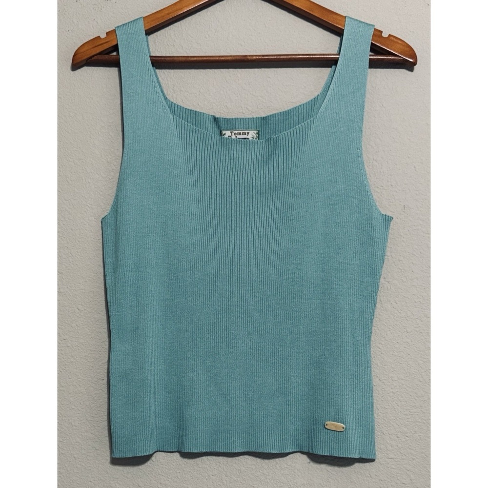 Tommy Bahama Women's Tank Top Sea-Foam Green Ribbed Cotton & Silk **FITS Medium